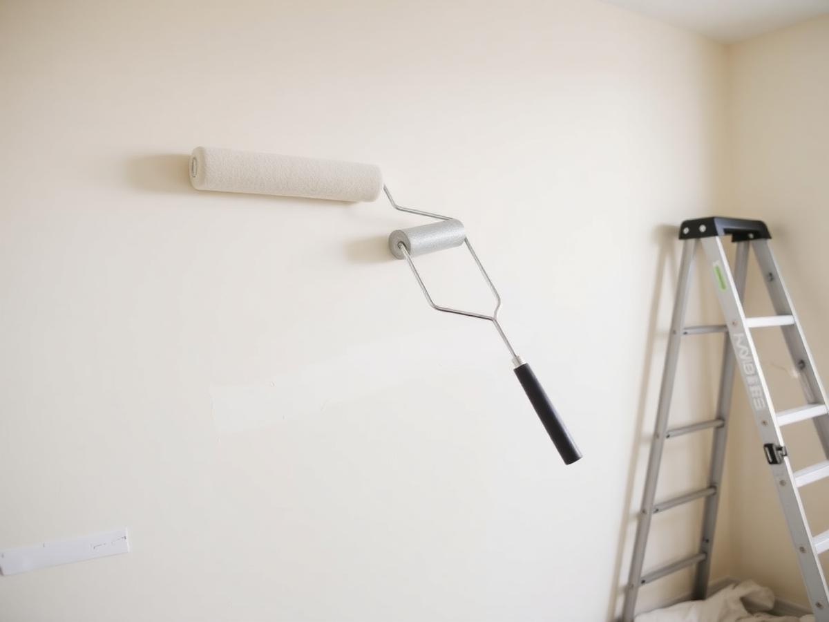 Fresh interior wall paint applied with a roller during a Maxter painting job